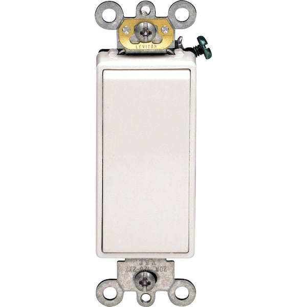 Decora Leviton Decora 20 amps Single Pole Rocker AC Quiet Switch White 1 pk 05621-2WS - main